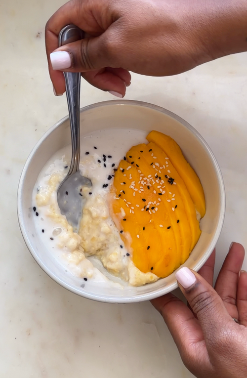 Sticky Coconut ChiChi with Mango