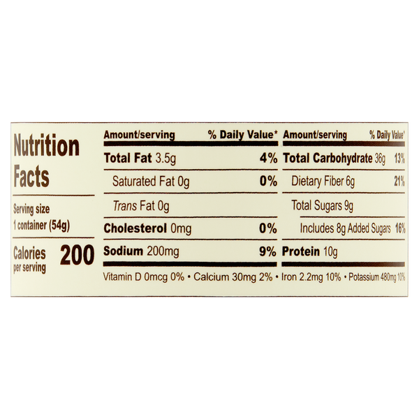 Nutrition facts for Maple Brown Sugar