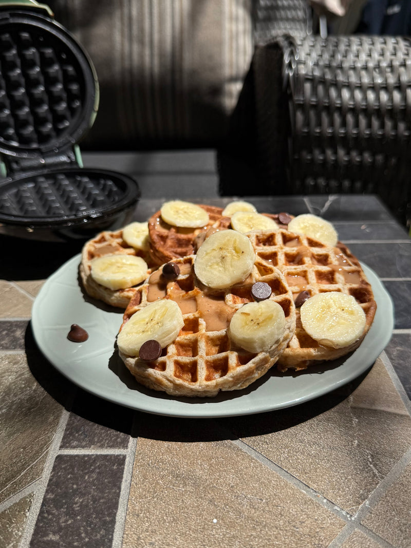 Peanut Butter & Banana Protein Waffles detail