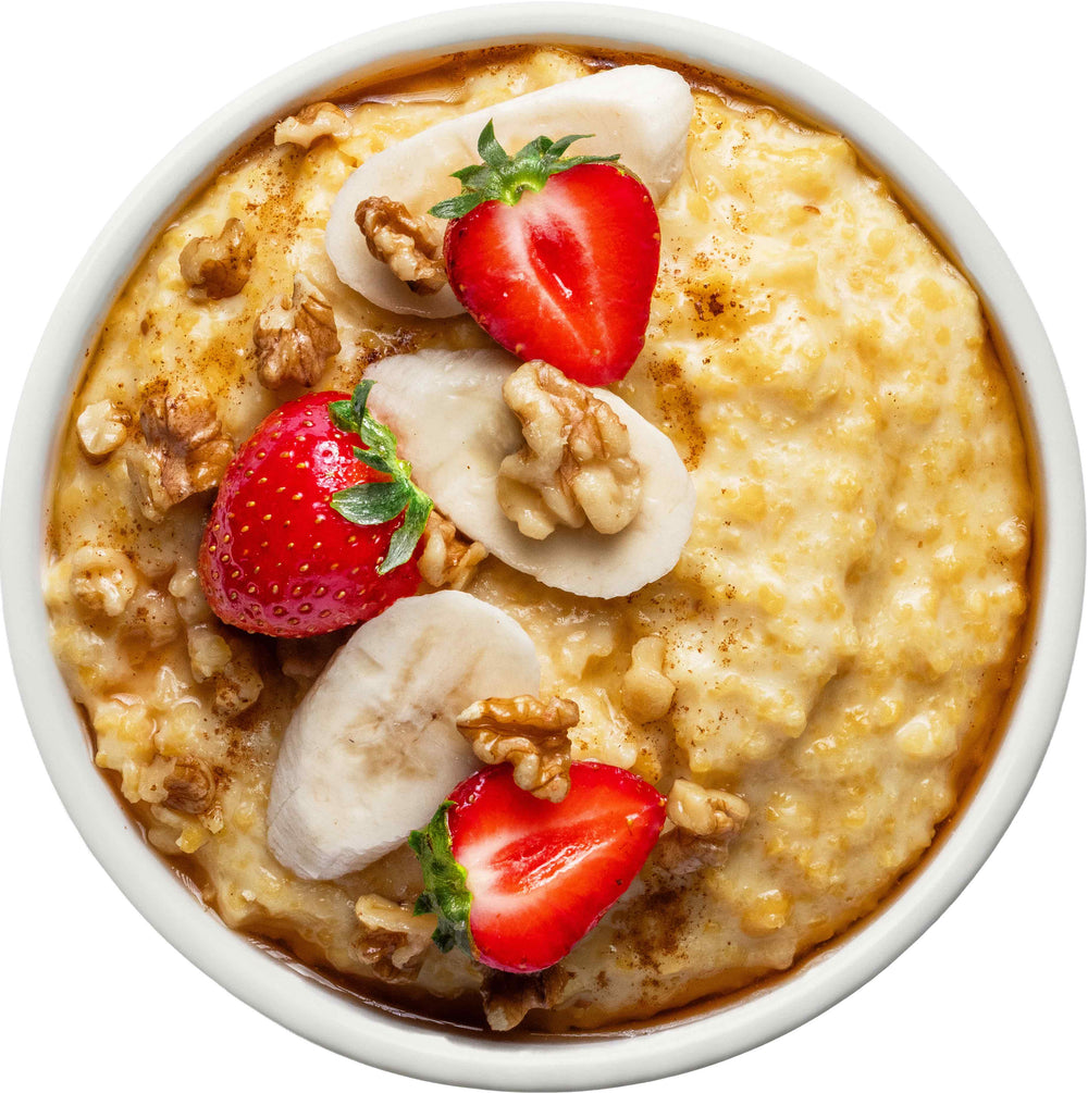 Warm bowl of ChiChi hot cereal with toppings