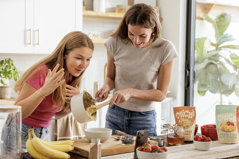 ChiChi Foods founders preparing chickpea hot cereal